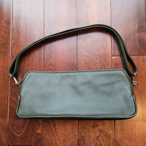 COS Leather Shoulder Bag Olive Green Zip Top Adjustable Strap